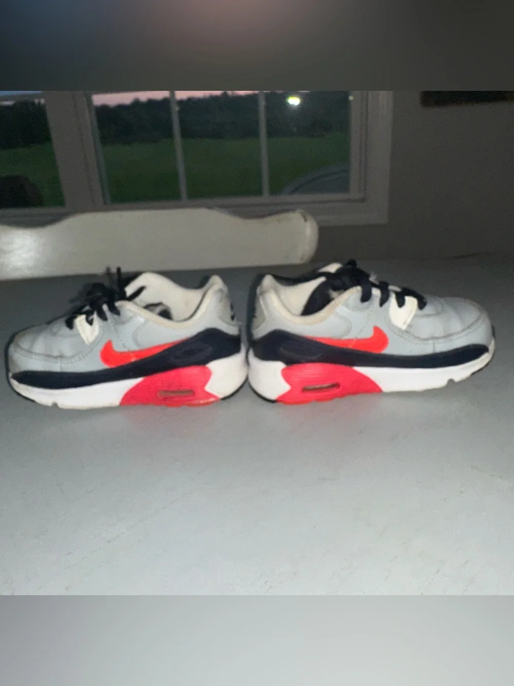 Nike Kids Light Gray and Red Low-Top Sneakers